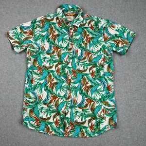 Free Planet Shirt Mens M Tropical Print Short Sleeve Button Down Casual Beach‎